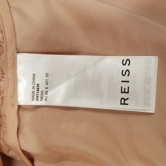 💕REISS💕 Mena One-Shoulder Crochet Lace Dress ~ Nude US 6 NWT - Picture 13 of 13